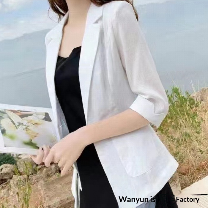 Lightweight Women's Linen Blazer For Summer Sun Protection Style_voghion.com