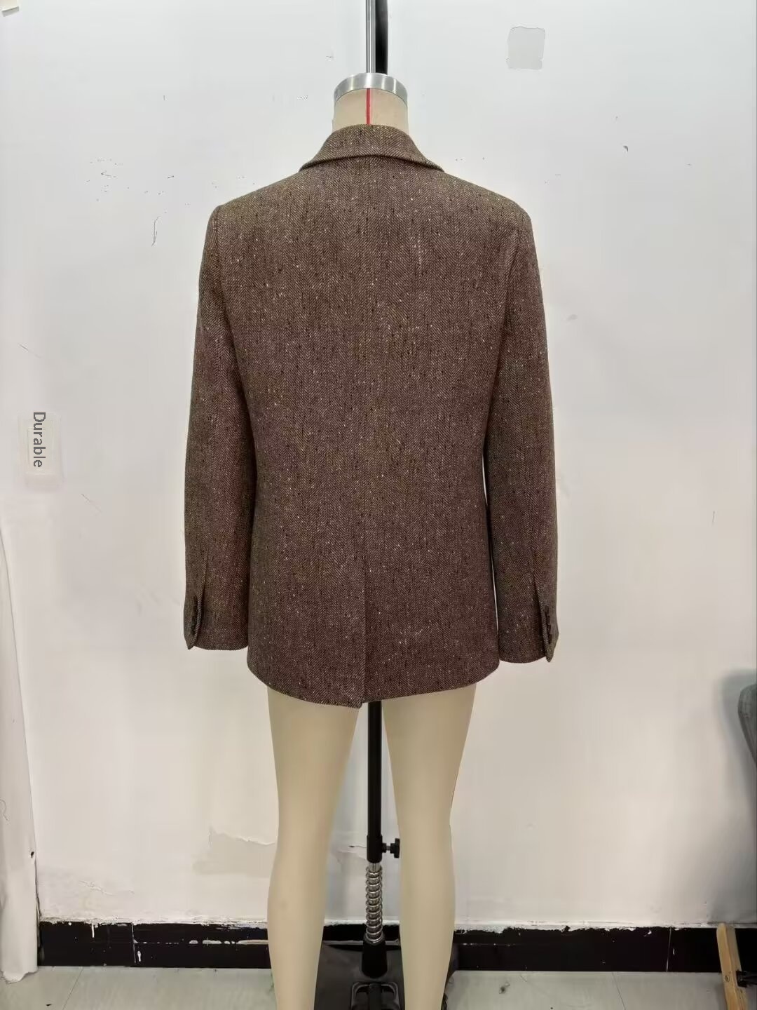 Eleganter Damen Blazer Mit Fischgrätmuster Für Frühling Herbst_voghion.com
