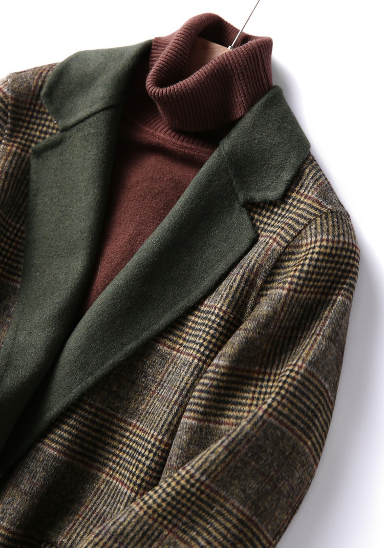 Zoj Women's Double-sided Plaid Wool Blazer Lightweight Coat Autumn_voghion.com