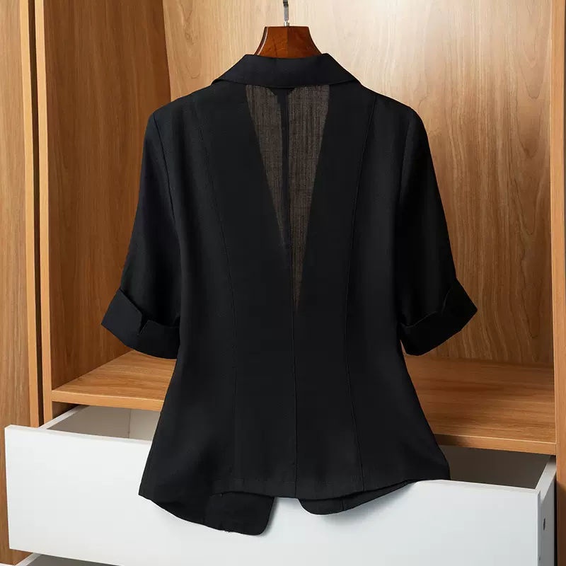 Lightweight Small For Women 2024 Summer New Petite Casual Slim Fit Short Sleeve Blazer Top_voghion.com