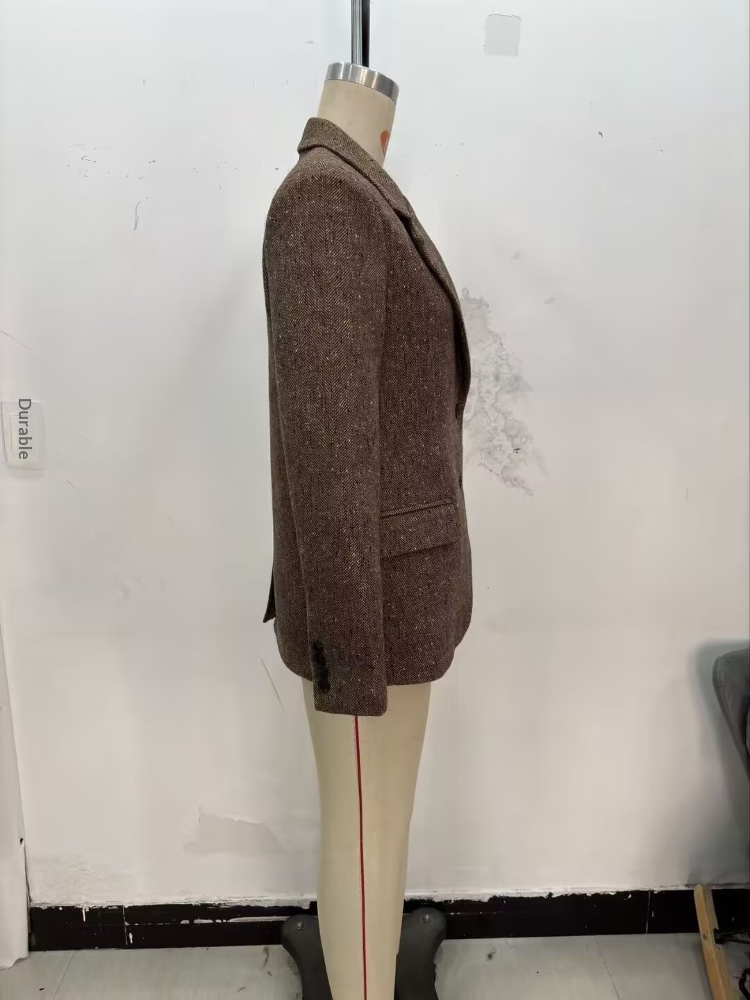 Eleganter Damen Blazer Mit Fischgrätmuster Für Frühling Herbst_voghion.com