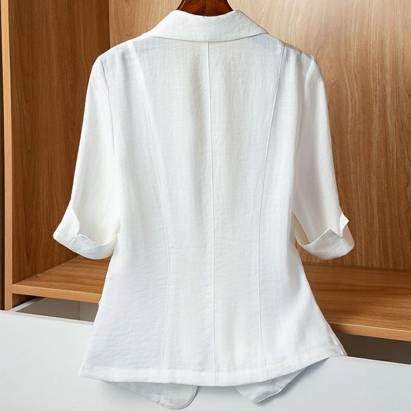 Lightweight Small For Women 2024 Summer New Petite Casual Slim Fit Short Sleeve Blazer Top_voghion.com