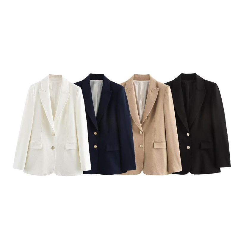Dames blazer slim fit met metalen gesp in elegante stijl_voghion.com