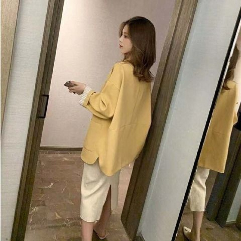 Women's Blazer 2026 Spring And Autumn Mid-Length Korean Style Popular Loose Casual Versatile Internet Celebrity Coat Top_voghion.com