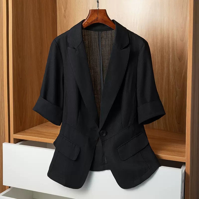 Lightweight Small For Women 2024 Summer New Petite Casual Slim Fit Short Sleeve Blazer Top_voghion.com