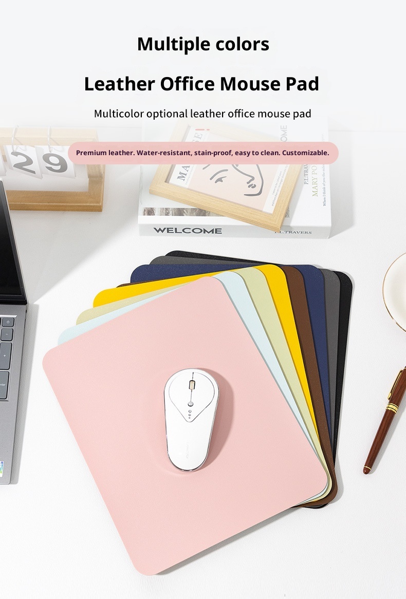 Solid Color Simple Leather Small Size Advertising Computer Laptop Office Gaming Mouse Pad Customizable_voghion.com