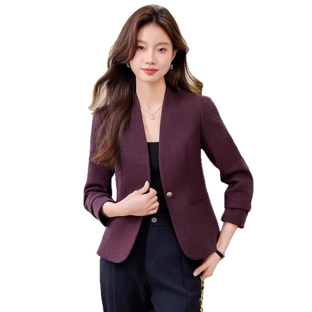Kragenloser Damenblazer 2025 – Neue Frühjahr/Herbst-Kollektion: Lässig-elegante, hochwertige Kurzjacke für zierliche Frauen_voghion.com