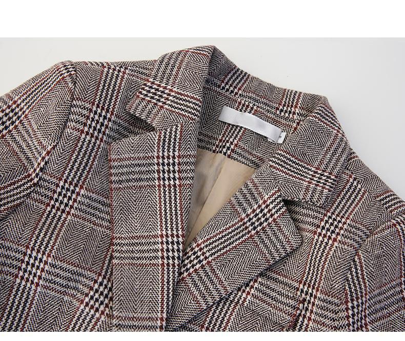 Women's Blazer Jacket Plaid Elegant Korean Style Spring Autumn_voghion.com