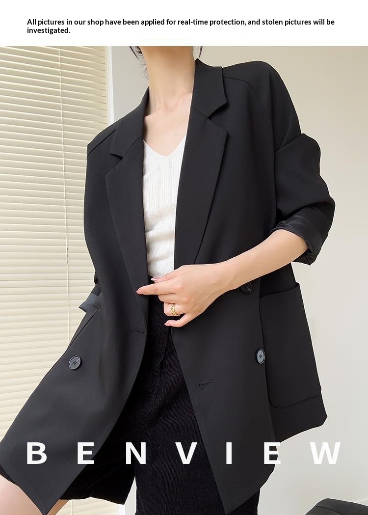 Blazer femme ample décontracté avec couleurs contrastées_voghion.com