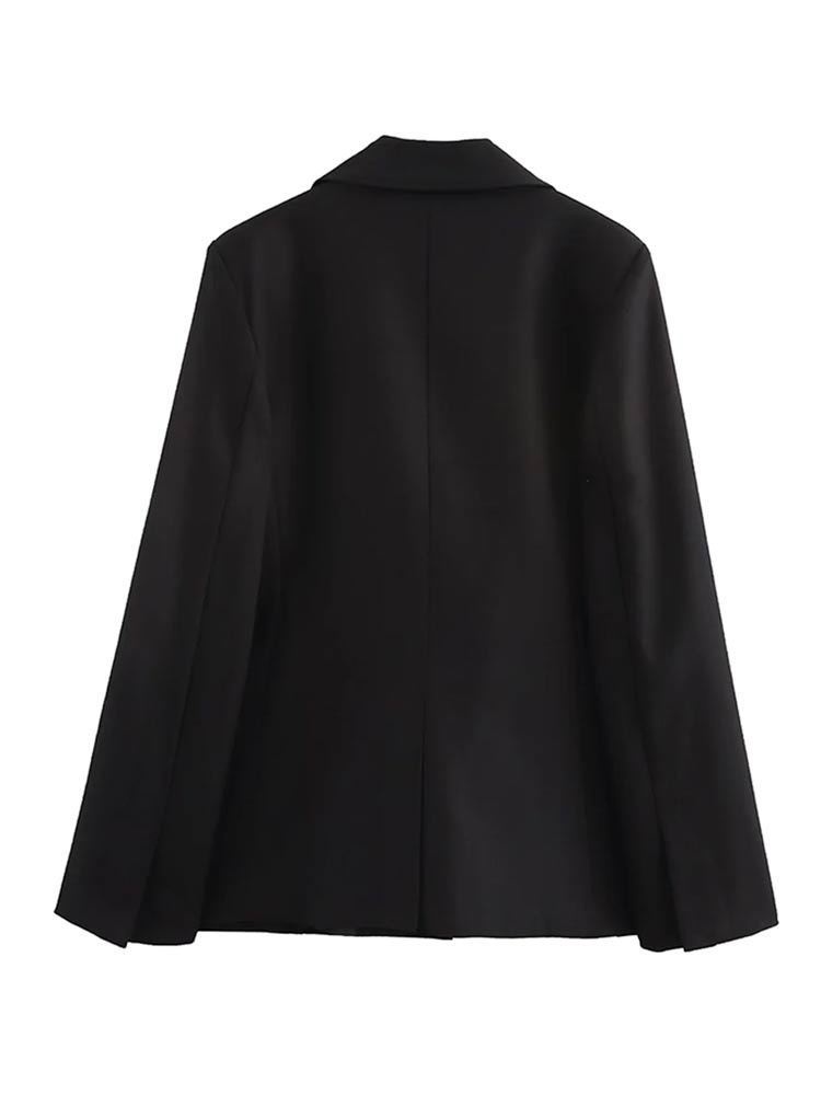 Elegante dames blazer zwart slim fit met schoudervulling_voghion.com
