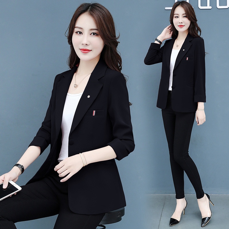 2025 Women's Korean-style Blazer, Spring Autumn Elegant Petite Jacket, Slim Fit, Simple And Versatile, Short Style_voghion.com