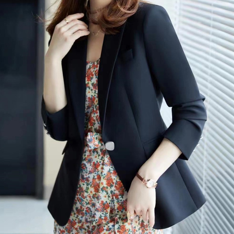 Neuer einreihiger, schmal geschnittener Blazer für Damen (Herbst 2024), strukturierter, lässiger Blazer in Aprikosenfarbe._voghion.com