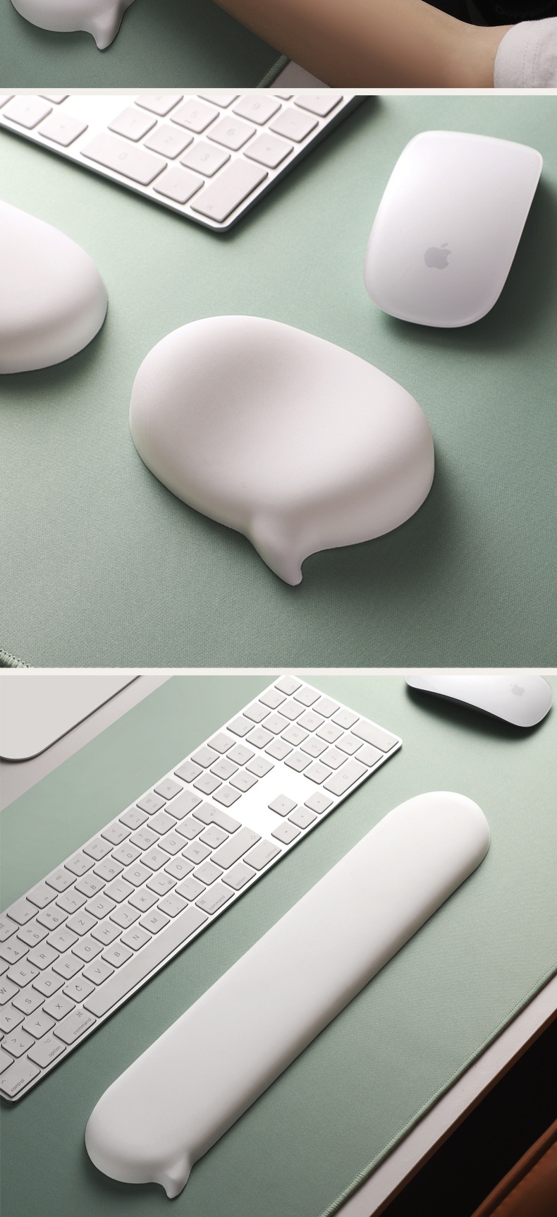 Chat Bubble Silicone Mouse Keyboard Support Palm Rest Wrist Pad White High Aesthetic Solid Color_voghion.com