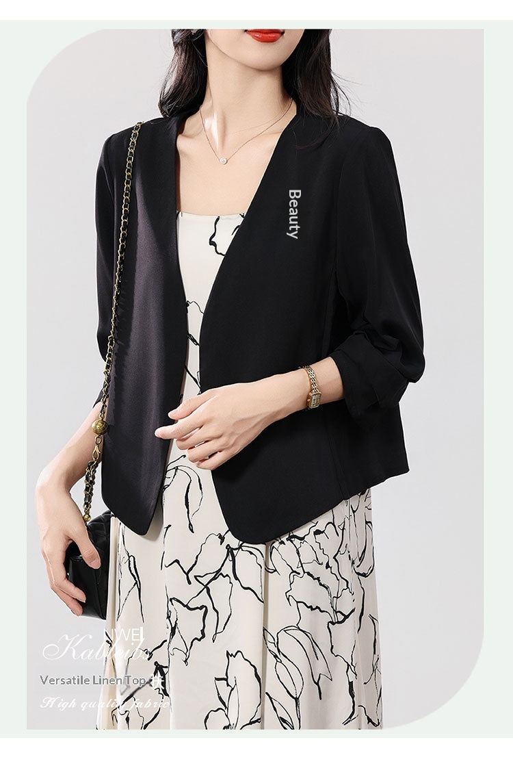 Women's Lightweight Blazer Jacket Solid Colour Petite Fit Summer_voghion.com