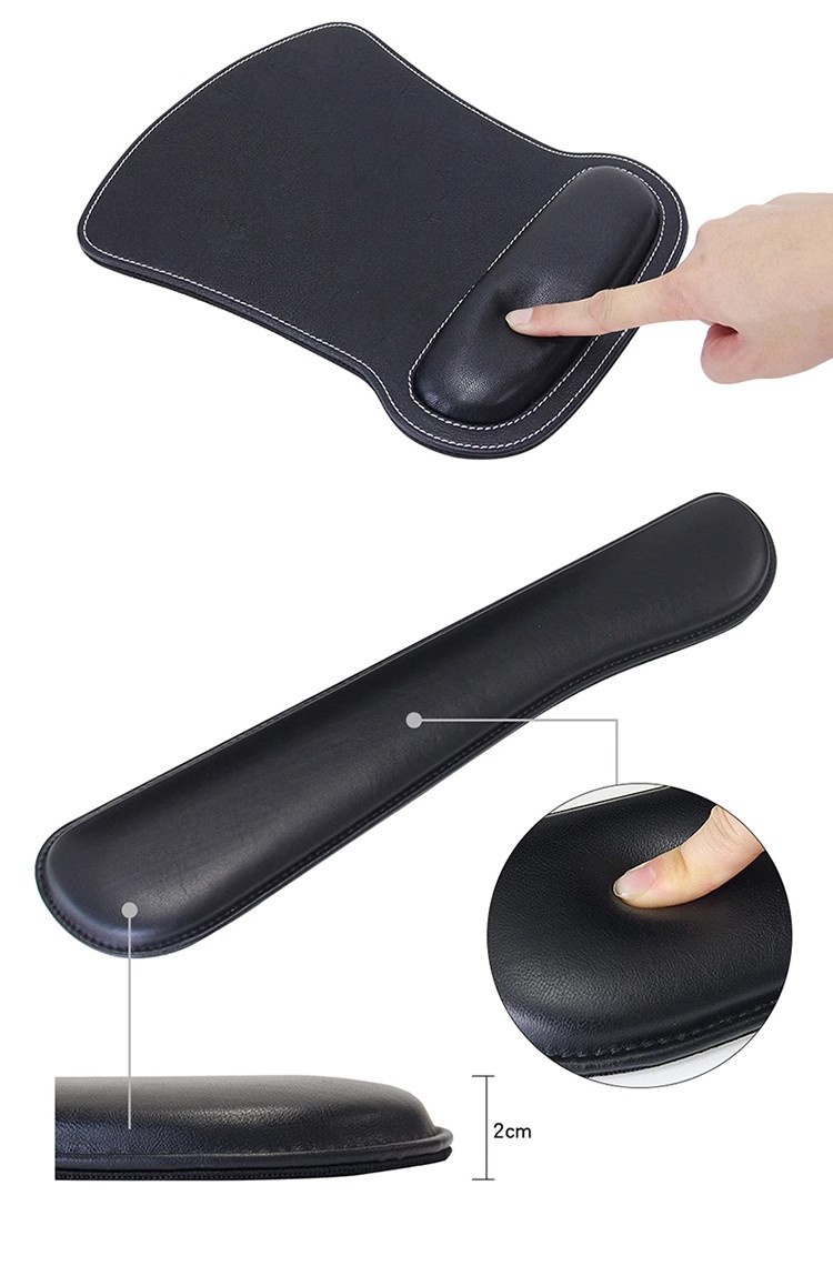High-End PU Leather Soft Surface Keyboard Rest Computer Wrist Gaming Mouse Pad_voghion.com