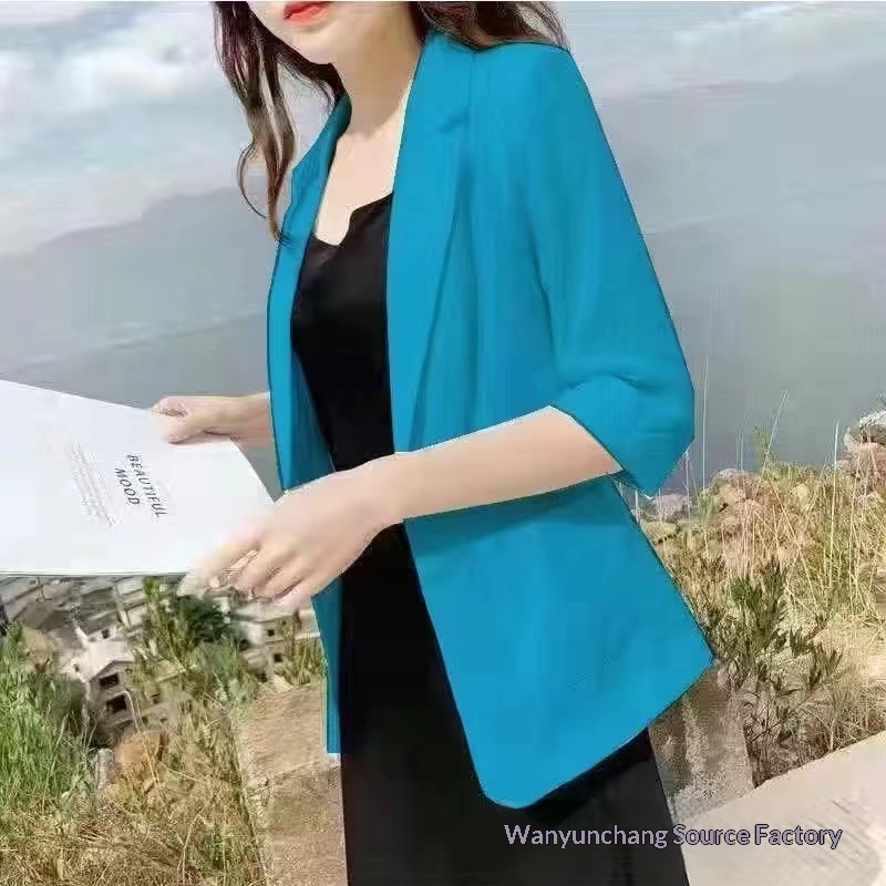 Women's Linen Thin Sun-Protective Jacket, 2025 New Korean Style Professional Short Blazer, Versatile For Summer_voghion.com