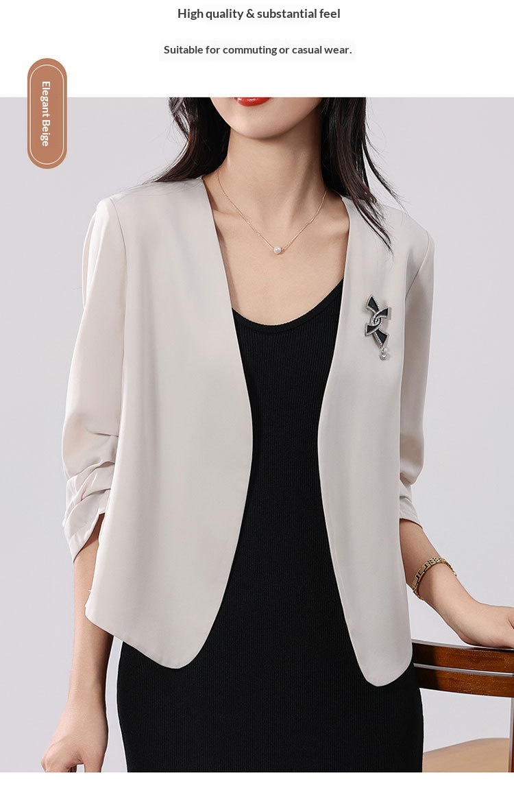 Women's Lightweight Blazer Jacket Solid Colour Petite Fit Summer_voghion.com