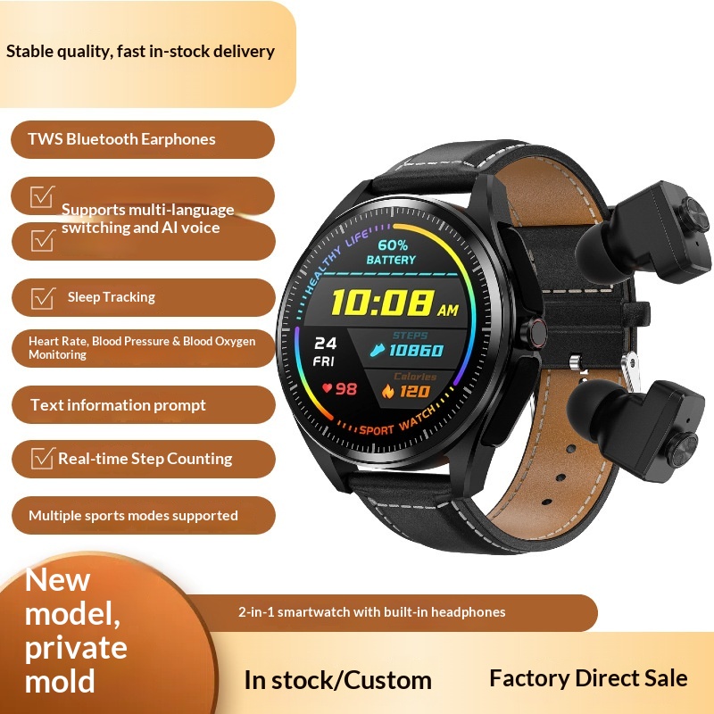 Smartwatch 2025: Neue F26TWS-Kopfhörer – 2-in-1-Funktion mit Herzfrequenzmessung, Schlafüberwachung, NFC, Sportfunktionen und Bluetooth für Gesundheit_voghion.com