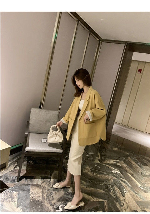 Women's Blazer Mid-length Loose Casual Coat For Spring And Autumn_voghion.com