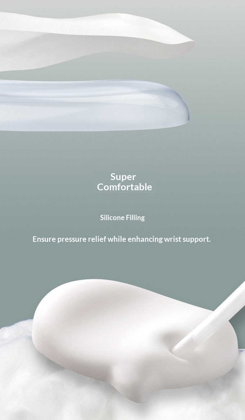 Chat Bubble Silicone Mouse Keyboard Support Palm Rest Wrist Pad White High Aesthetic Solid Color_voghion.com