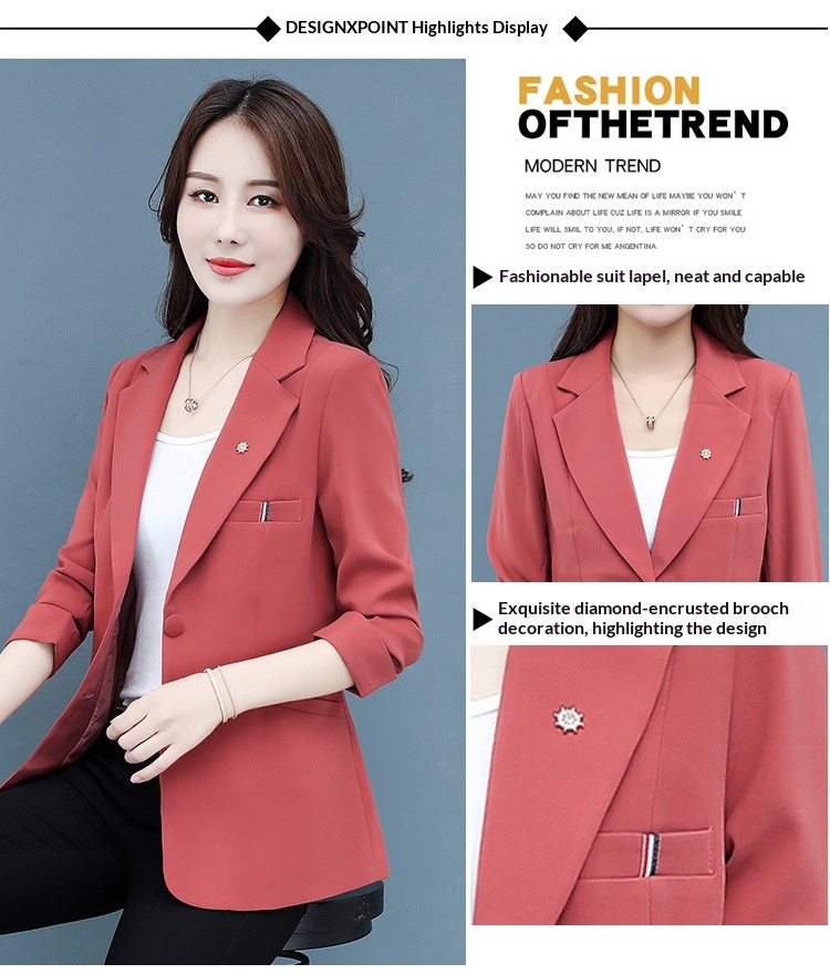 Women's Blazer Elegant Petite Slim Fit Lightweight Jacket Spring_voghion.com