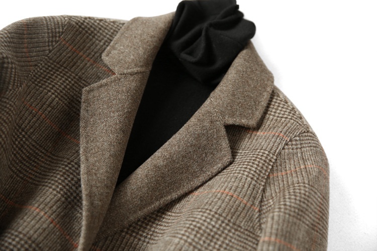 Zoj Women's Double-sided Plaid Wool Blazer Lightweight Coat Autumn_voghion.com