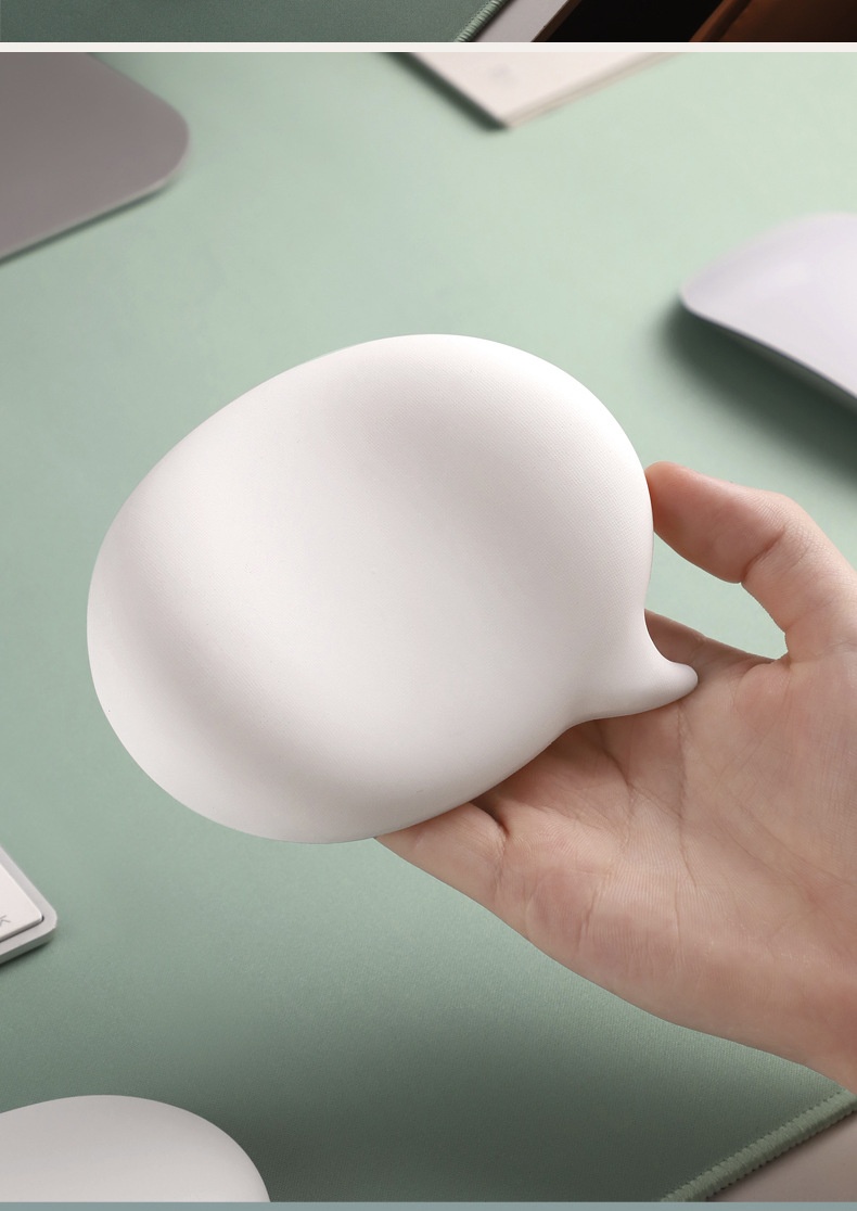Chat Bubble Silicone Mouse Keyboard Support Palm Rest Wrist Pad White High Aesthetic Solid Color_voghion.com