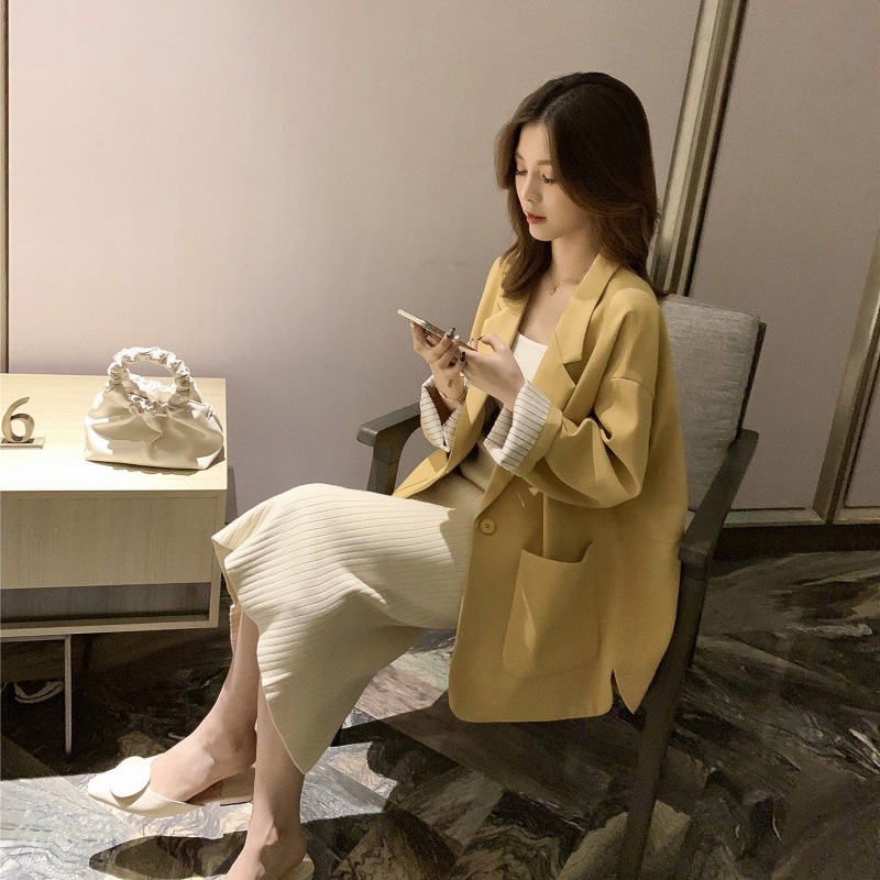 Women's Blazer 2026 Spring And Autumn Mid-Length Korean Style Popular Loose Casual Versatile Internet Celebrity Coat Top_voghion.com