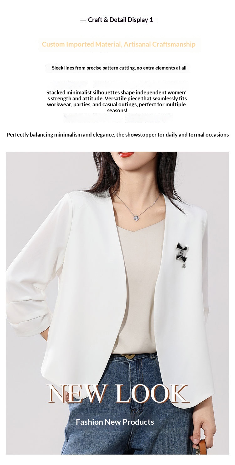 Women's Lightweight Blazer Jacket Solid Colour Petite Fit Summer_voghion.com