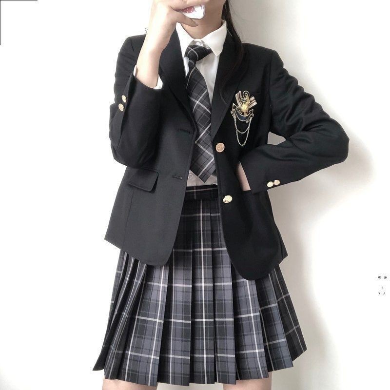 Dames blazer en rok japanse schooluniform stijl set_voghion.com