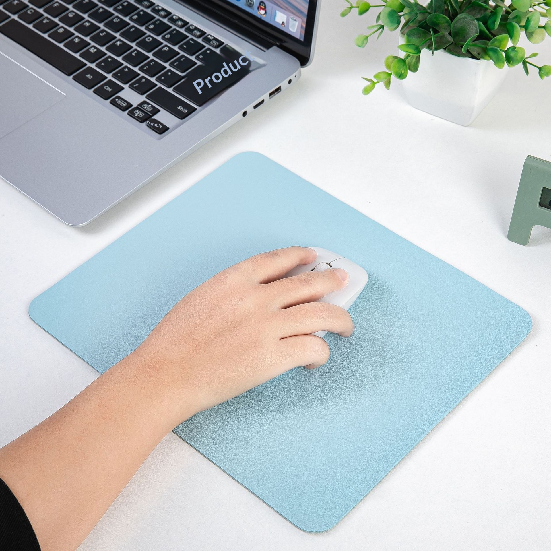 Tappetino per mouse da ufficio/computer quadrato in pelle, piccolo, bifacciale, semplice, portatile, per studenti, scrivania, gaming_voghion.com