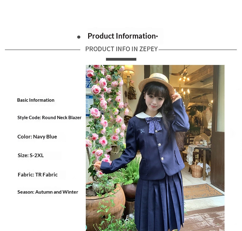 Giacca da donna stile college uniforme blu navy autunnale_voghion.com