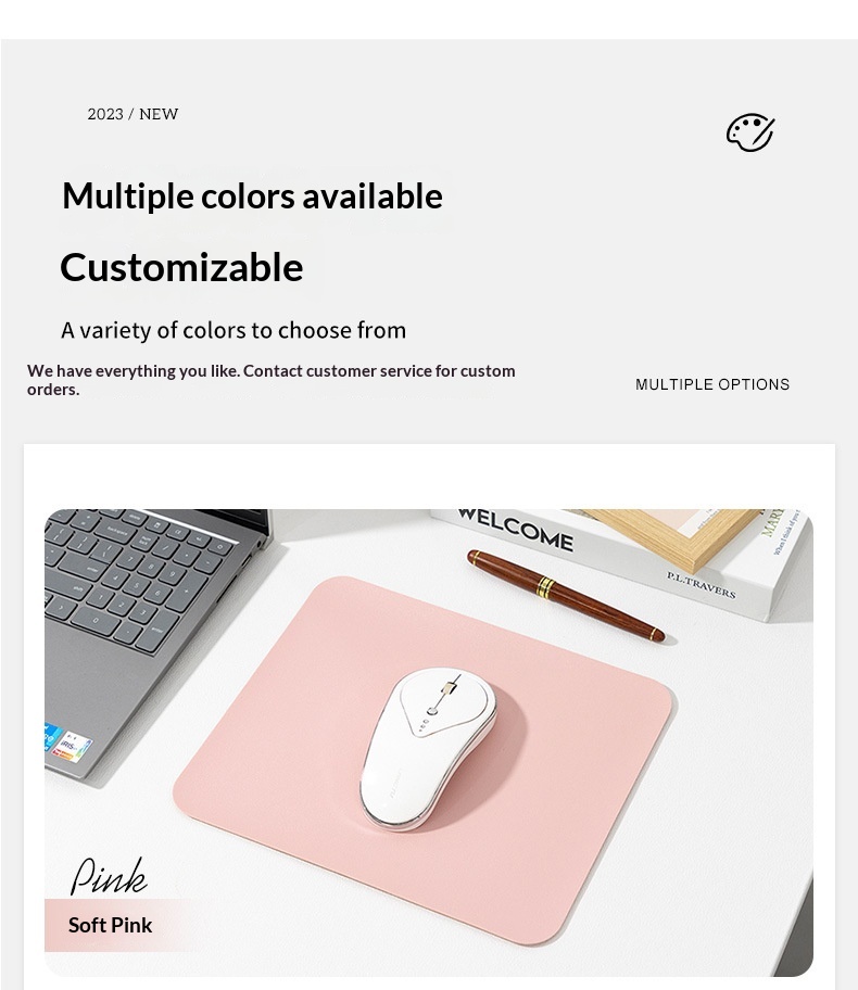Solid Color Simple Leather Small Size Advertising Computer Laptop Office Gaming Mouse Pad Customizable_voghion.com