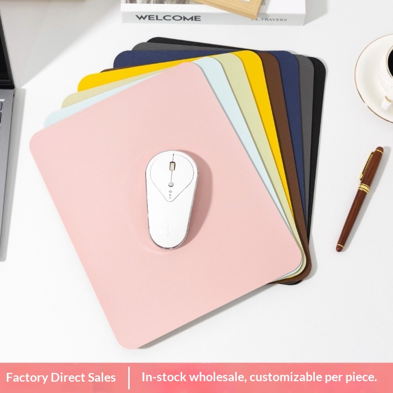 Solid Color Simple Leather Small Size Advertising Computer Laptop Office Gaming Mouse Pad Customizable_voghion.com