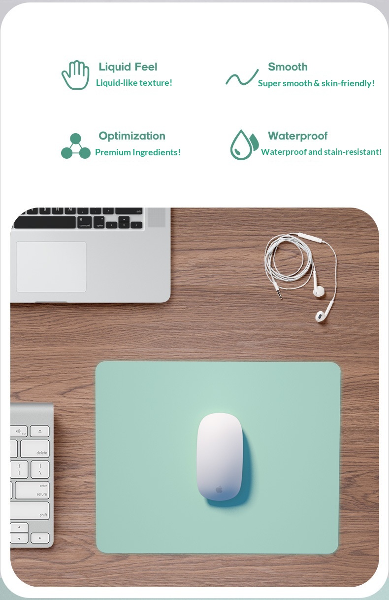 Tappetino antiscivolo in silicone liquido per mouse da gioco, ufficio, scrivania, piccolo, con tecnologia a ioni negativi e tastiera._voghion.com