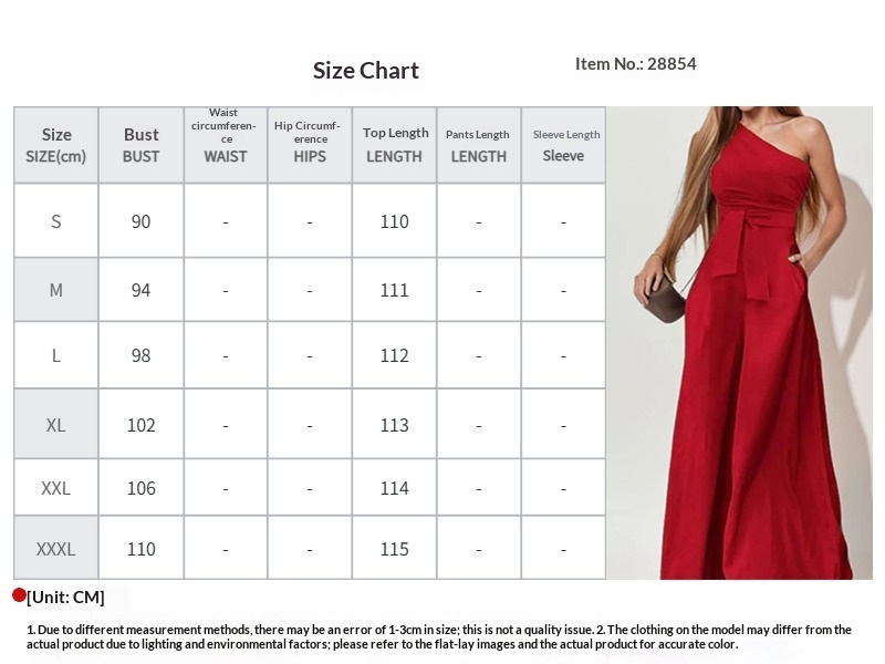 Women's Jumpsuit Solid Colour Waist Cinching Asymmetric Neckline_voghion.com