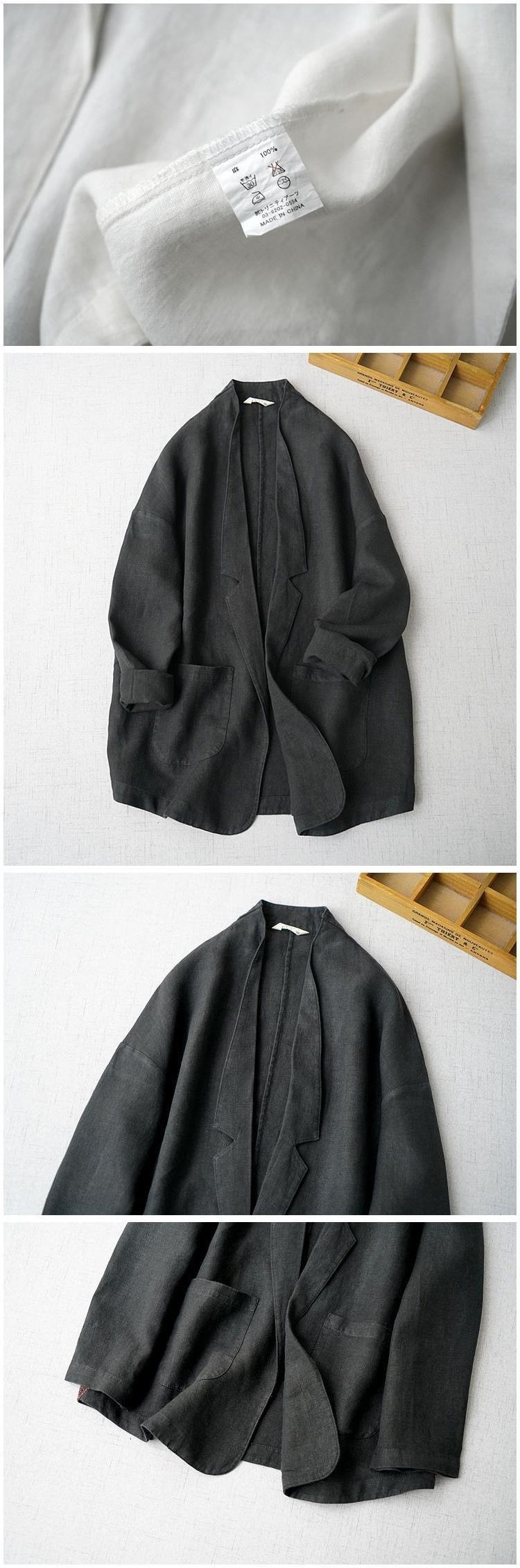 Modieuze plus size dames blazer van katoen en linnen_voghion.com