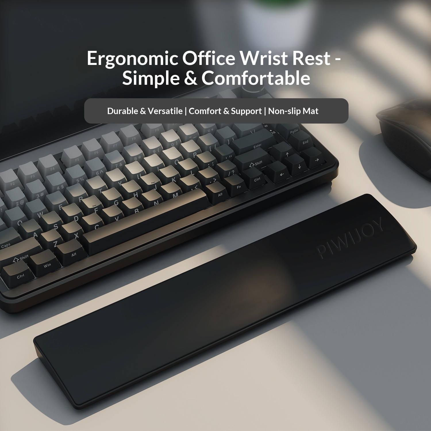 PIWIJOY 75% Layout Keyboard Wrist Rest Mouse Pad Leather Waterproof Soft Comfortable 104 Keys_voghion.com