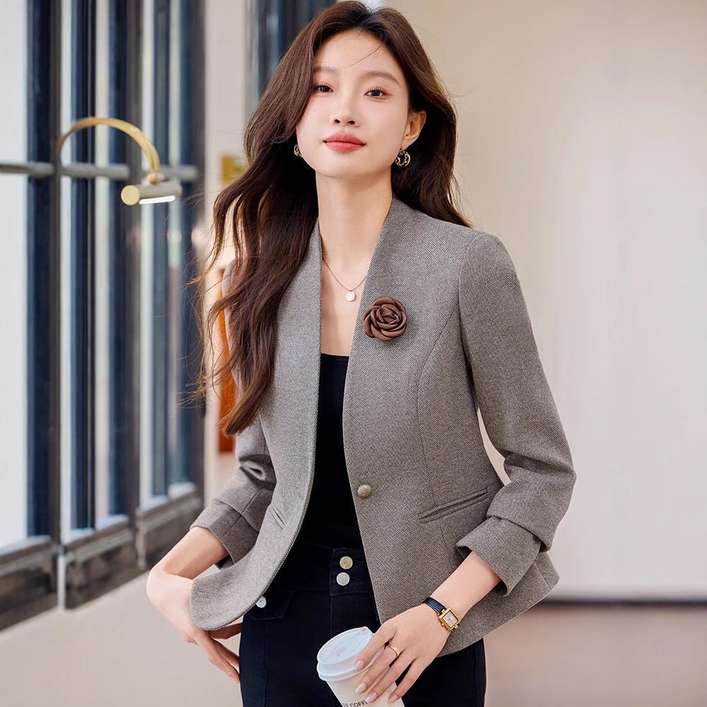 Kragenloser Damenblazer 2025 – Neue Frühjahr/Herbst-Kollektion: Lässig-elegante, hochwertige Kurzjacke für zierliche Frauen_voghion.com