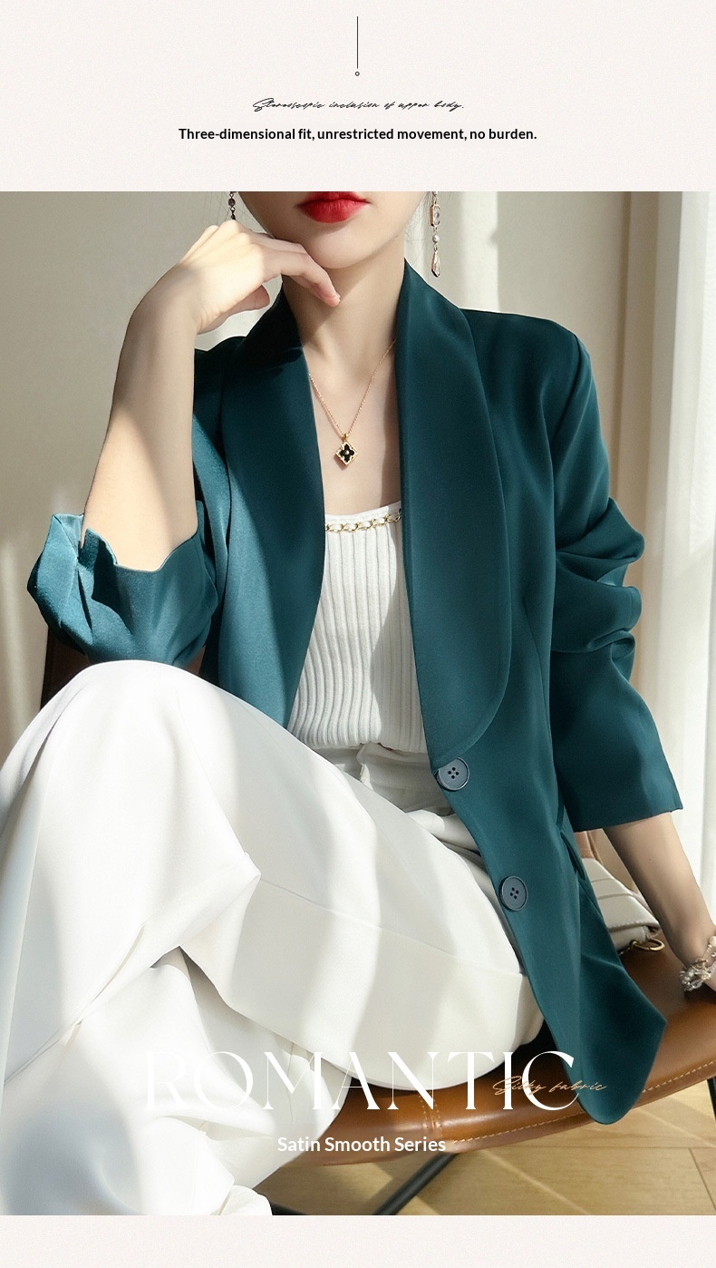 Women's Satin Blazer Elegant Loose Lightweight Jacket For Summer_voghion.com