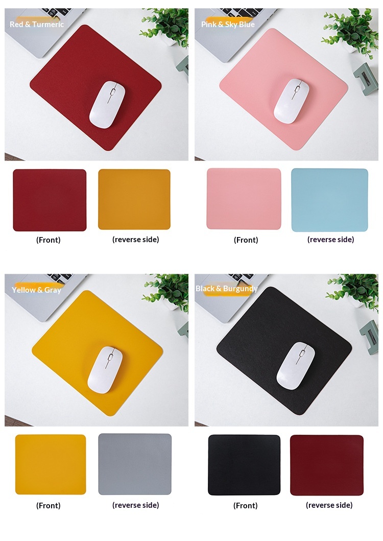 Tappetino per mouse da ufficio/computer quadrato in pelle, piccolo, bifacciale, semplice, portatile, per studenti, scrivania, gaming_voghion.com