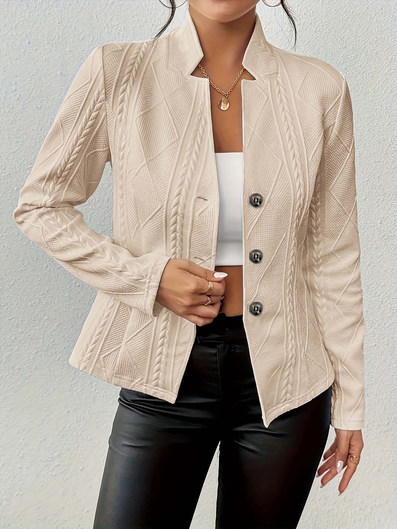 Women's Lightweight Blazer With Button Pattern For Autumn Winter_voghion.com