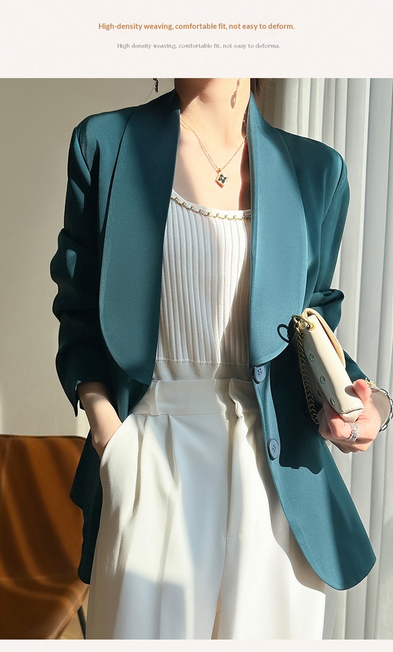 Women's Satin Blazer Elegant Loose Lightweight Jacket For Summer_voghion.com