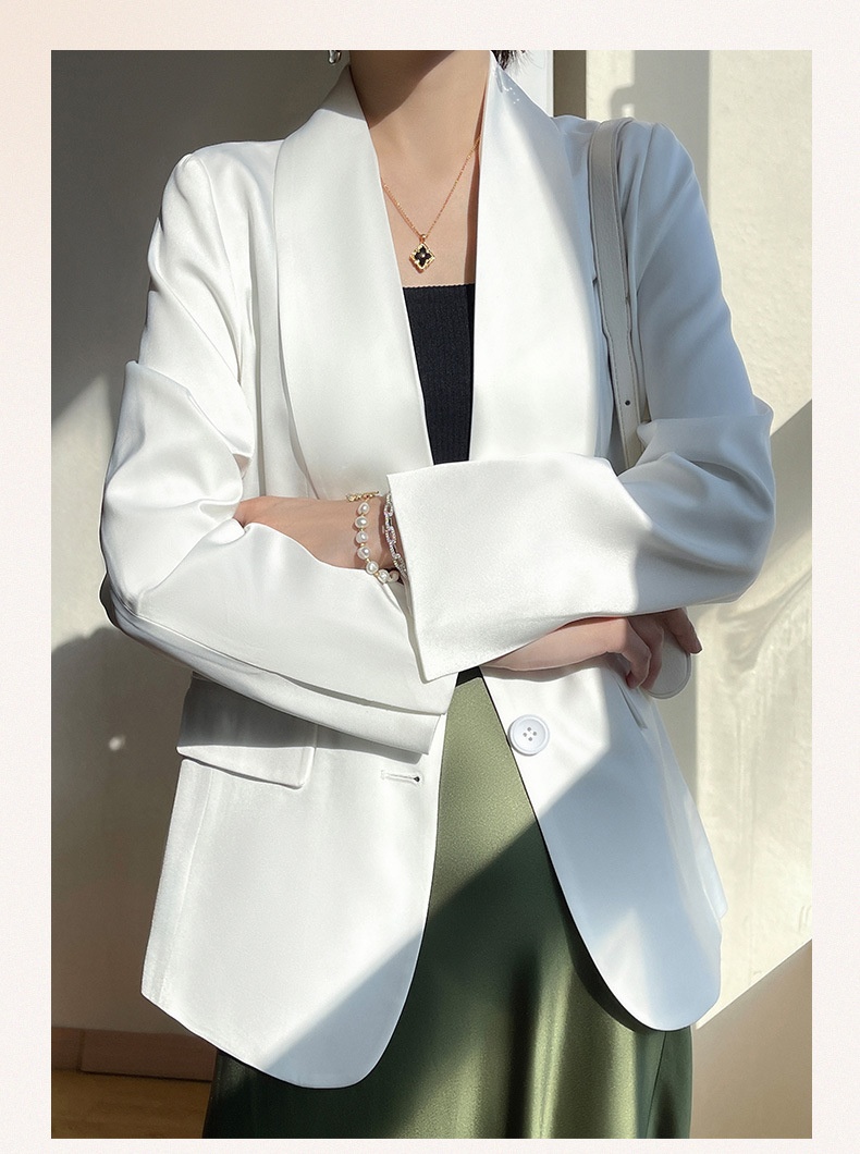 Women's Satin Blazer Elegant Loose Lightweight Jacket For Summer_voghion.com