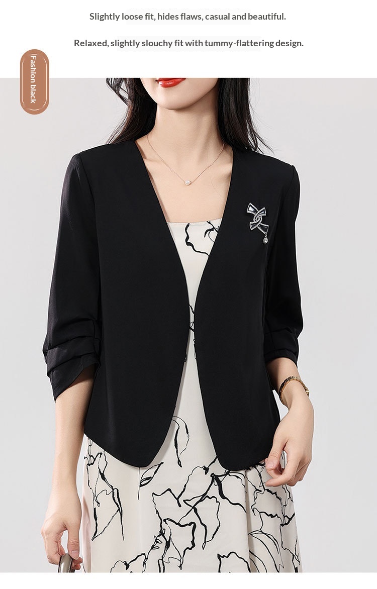 Women's Lightweight Blazer Jacket Solid Colour Petite Fit Summer_voghion.com