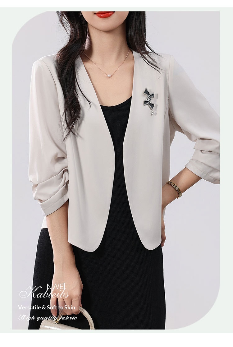 Women's Lightweight Blazer Jacket Solid Colour Petite Fit Summer_voghion.com