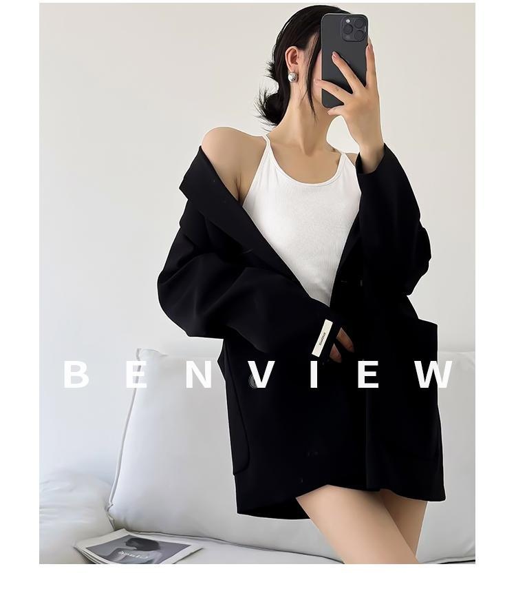 Blazer femme ample décontracté avec couleurs contrastées_voghion.com