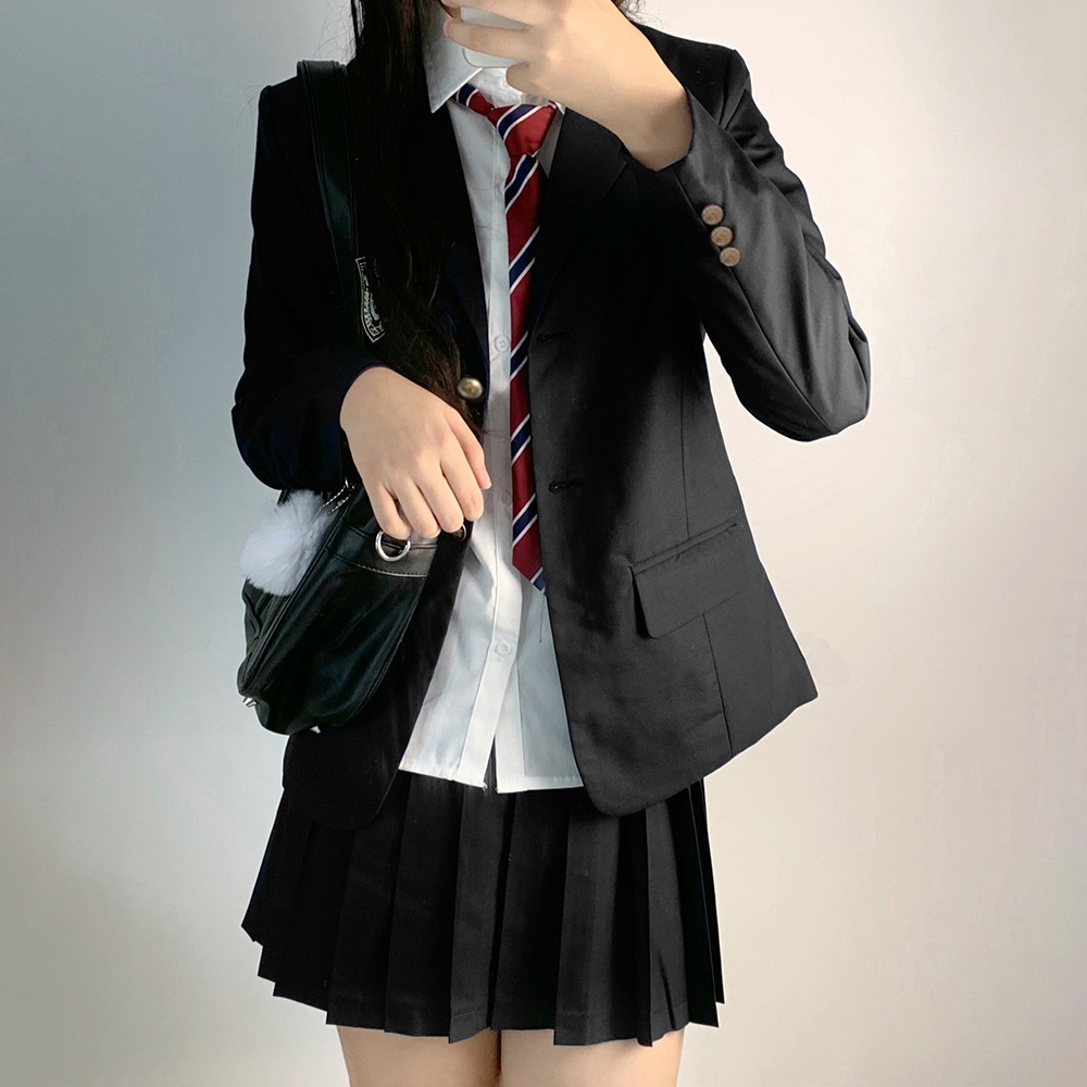 JK Uniform Japanese Style Blazer For Women Black Suit Student Casual Outfit_voghion.com