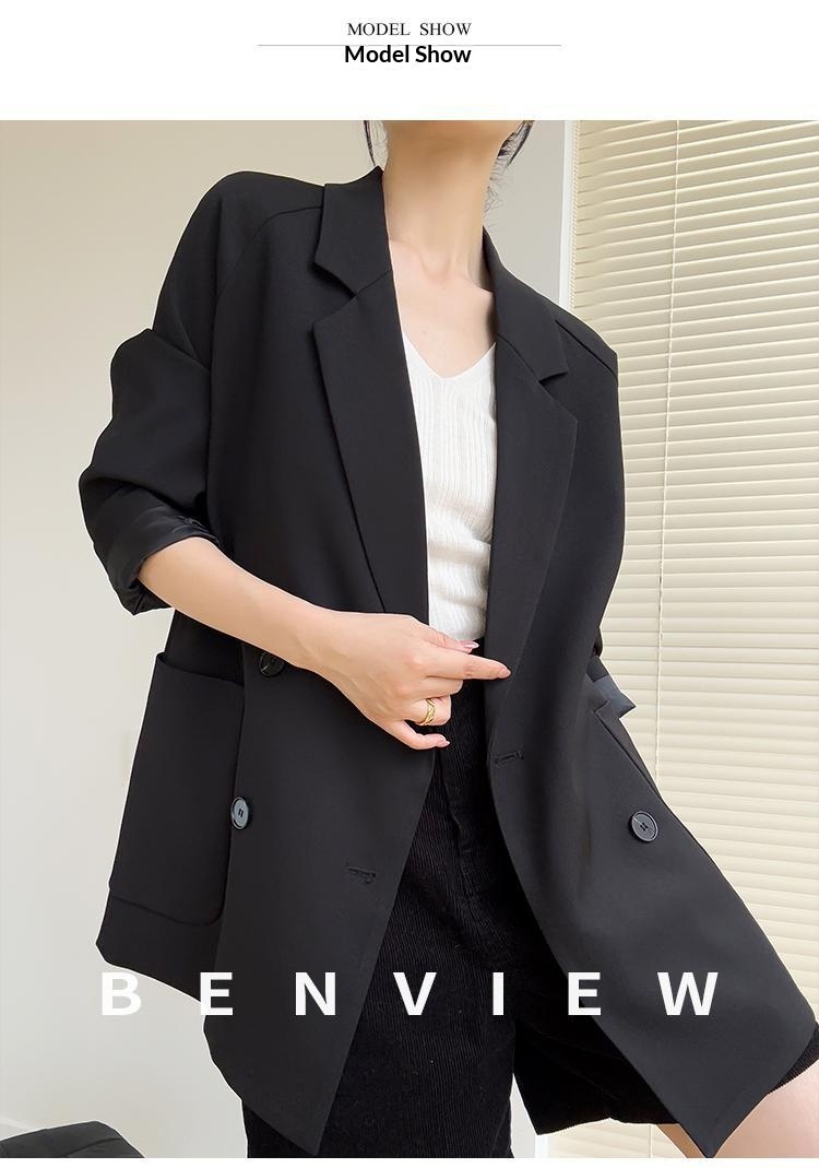 Blazer femme ample décontracté avec couleurs contrastées_voghion.com