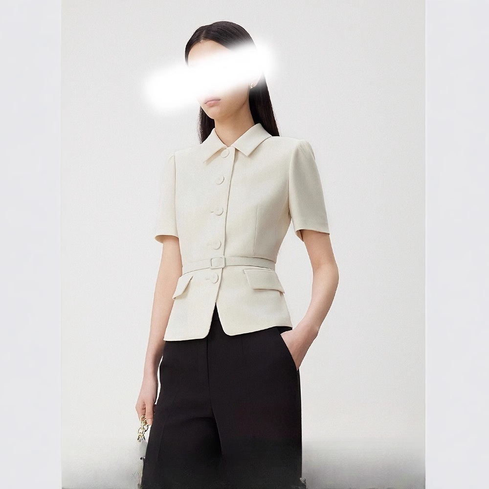 New Summer Short-sleeved Lapel Blazer, Elegant Outfit For Office Ladies And Female Bosses_voghion.com